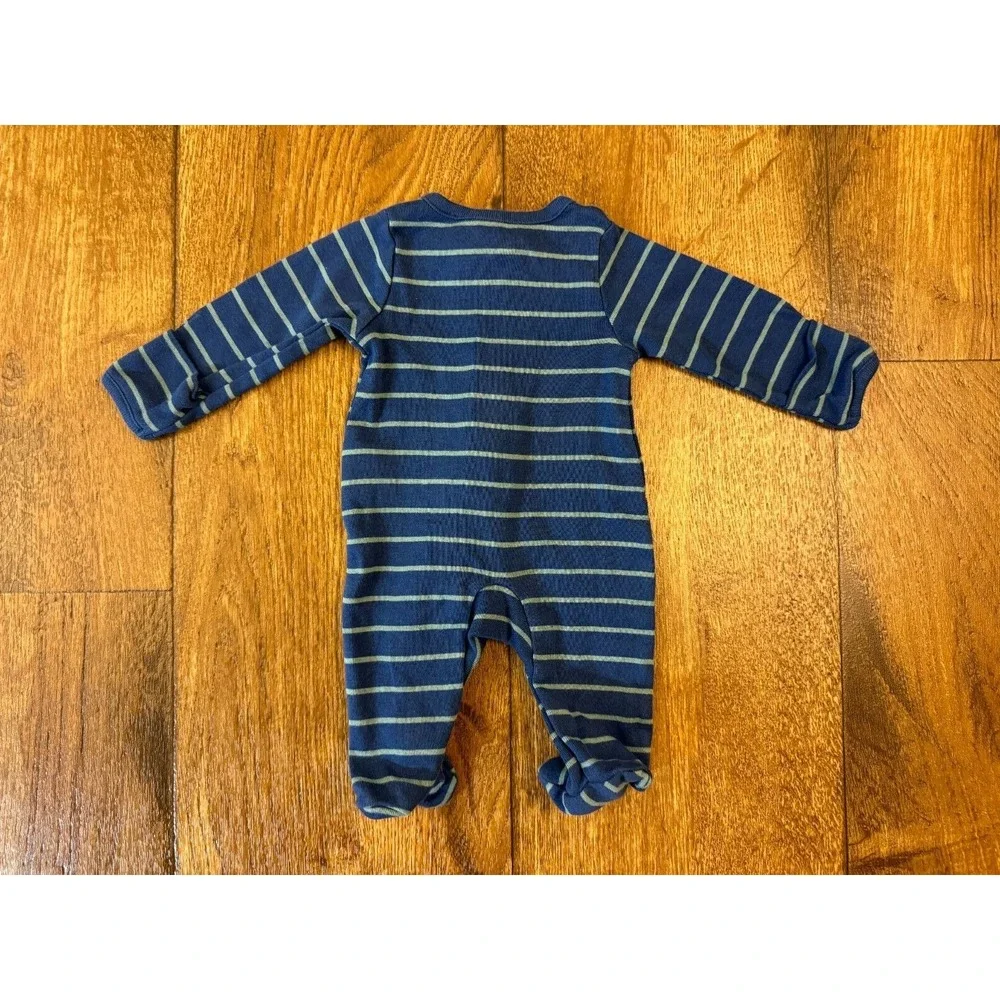 Carters Preemie Sleeper Baby Boy Striped Outfit Cotton Romper Blue Reborn Doll 2